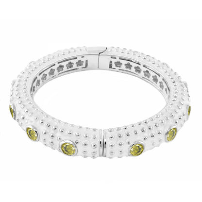 Rock N' Roll Bangle by Lauren G Adams, silver bracelet with dotted texture and yellow stones on Tampa Home & Garden Store
