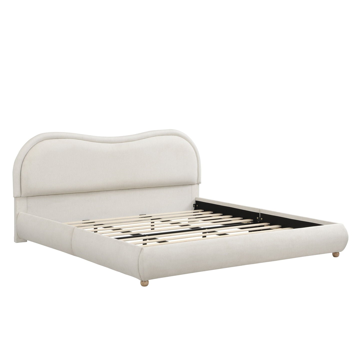 Upholstered Platform Bed with Curved Headboard