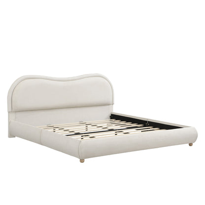 Upholstered Platform Bed with Curved Headboard