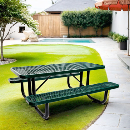 Outdoor Steel Picnic Table and an Umbrella Pole