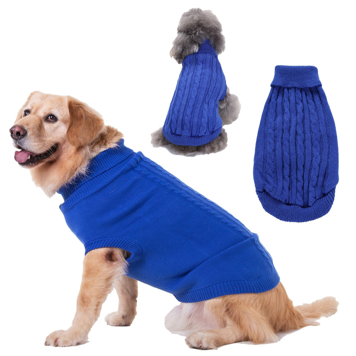 Pet Zen Solid Color Puppy Dog Sweater blue knit for small dogs on Tampa Home & Garden Store