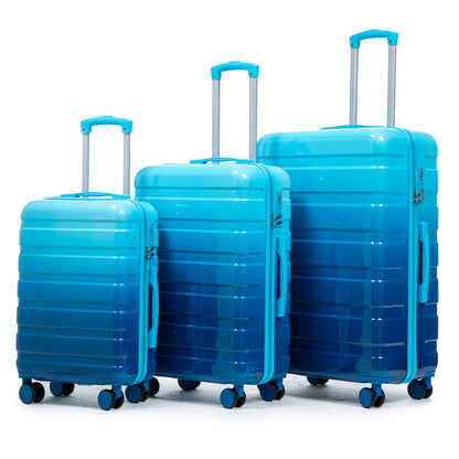HouseOfZazla PC Spinner Wheel Luggage Set blue hard-case, 3-piece spinner luggage on Tampa Home & Garden Store