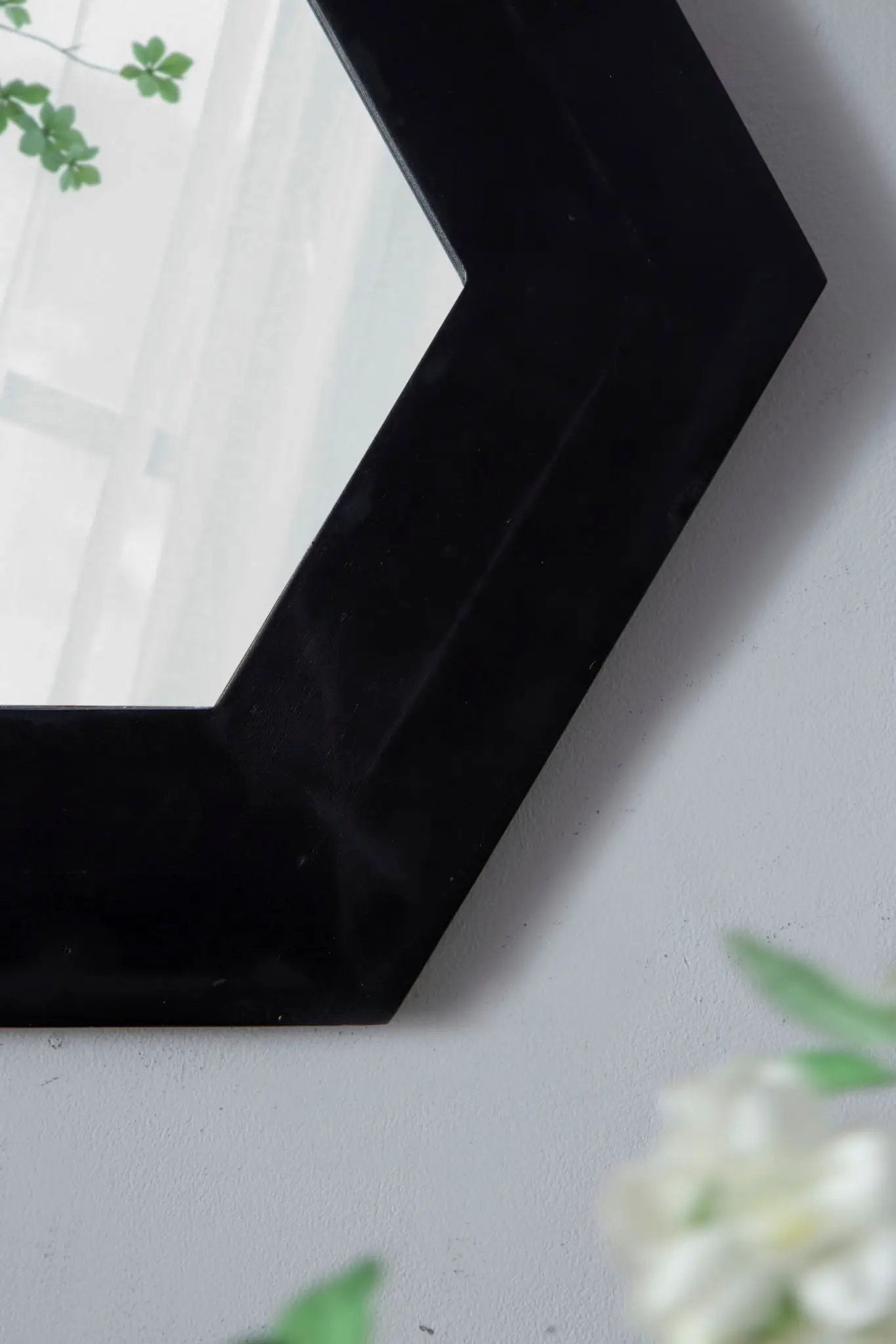 Hexagon mirror with black frame Unique Piece Furniture accent decor on Tampa Home & Garden Store