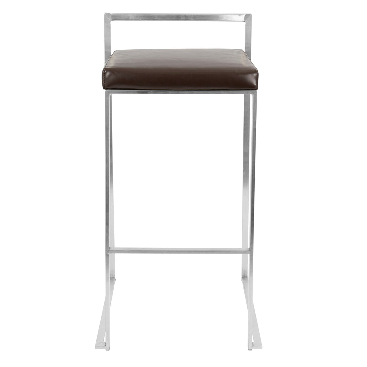 Contemporary stackable barstool with padded brown seat and metal frame on Tampa Home & Garden Store