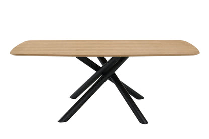 Lawton Dining Table Natural wood top with black metal legs on Tampa Home & Garden Store