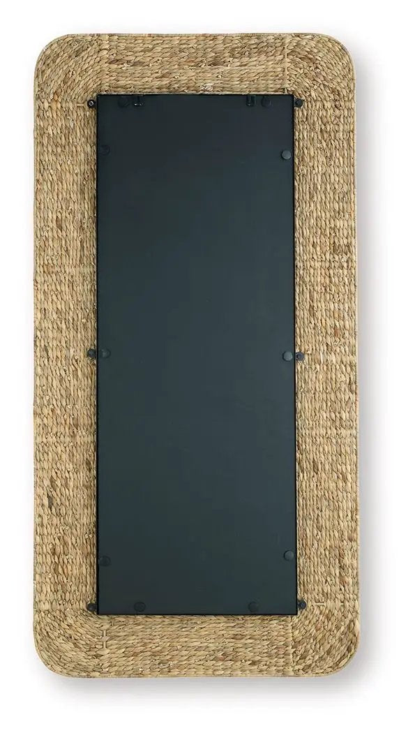 Norigan floor mirror natural woven rattan frame with black backing by Unique Piece Furniture on Tampa Home & Garden Store