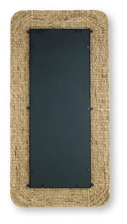 Norigan floor mirror natural woven rattan frame with black backing by Unique Piece Furniture on Tampa Home & Garden Store