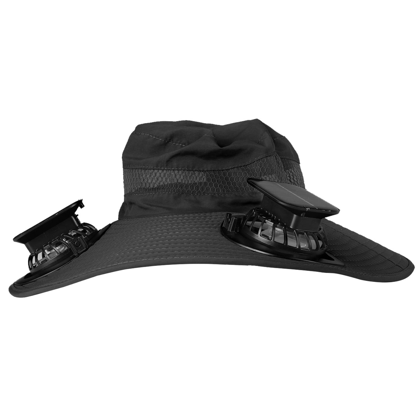 GemGear outdoor wide brim sun hat with 2 rechargeable fans black nylon mesh on Tampa Home & Garden Store