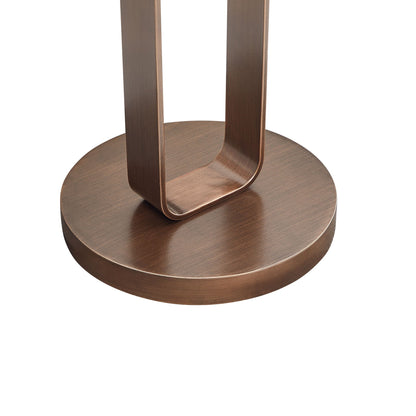 Round accent table with open oval pedestal in antique bronze wood finish on Tampa Home & Garden Store