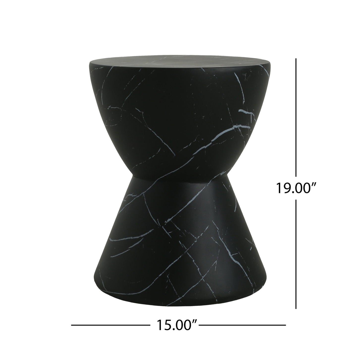 Outdoor lightweight concrete side table with black marble-veined finish by HouseOfZazla on Tampa Home & Garden Store