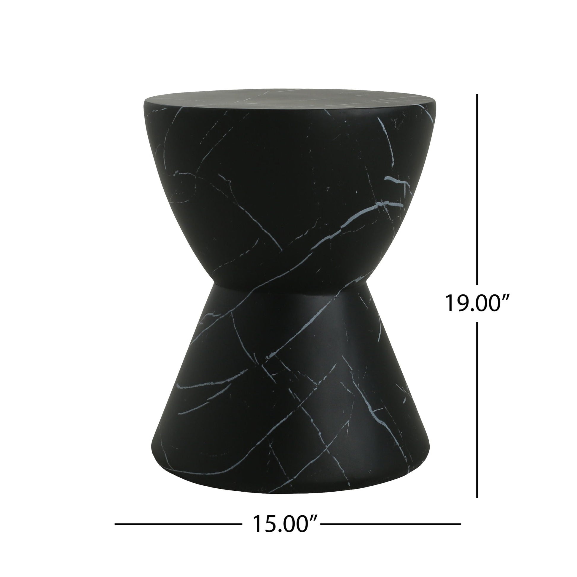 Outdoor lightweight concrete side table with black marble-veined finish by HouseOfZazla on Tampa Home & Garden Store