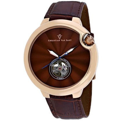 Christian Van Sant Cyclone Automatic watch brown dial leather strap rose-gold case on Tampa Store on Tampa Home & Garden Store