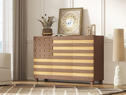 55-Inch Hand-Carved Buffet Sideboard Cabinet by HouseOfZazla two-tone wood with star-front panel on Tampa Home & Garden Store