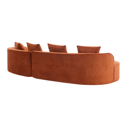 126-inch Curved Sectional Sofa Dark Orange Full Foam by HouseOfZazla with plush cushions on Tampa Home & Garden Store