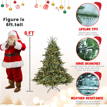 5FT The Full-Bodied Pre-Lit Evergreen Christmas Tree with hinged branches and a metal stand on Tampa Home & Garden Store