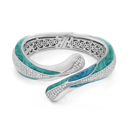 Sweet and Sassy Hinged Bangle in turquoise enamel with pavé diamonds by Lauren G Adams on Tampa Home & Garden Store