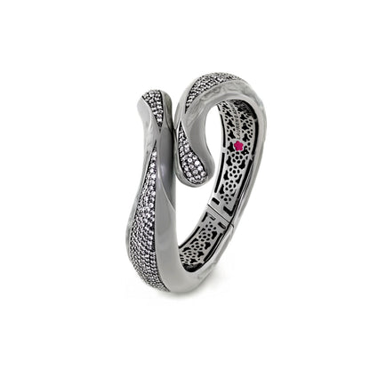 Sweet and Sassy Bangle, silver-toned hinged bracelet with pavé crystals by Lauren G Adams on Tampa Home & Garden Store