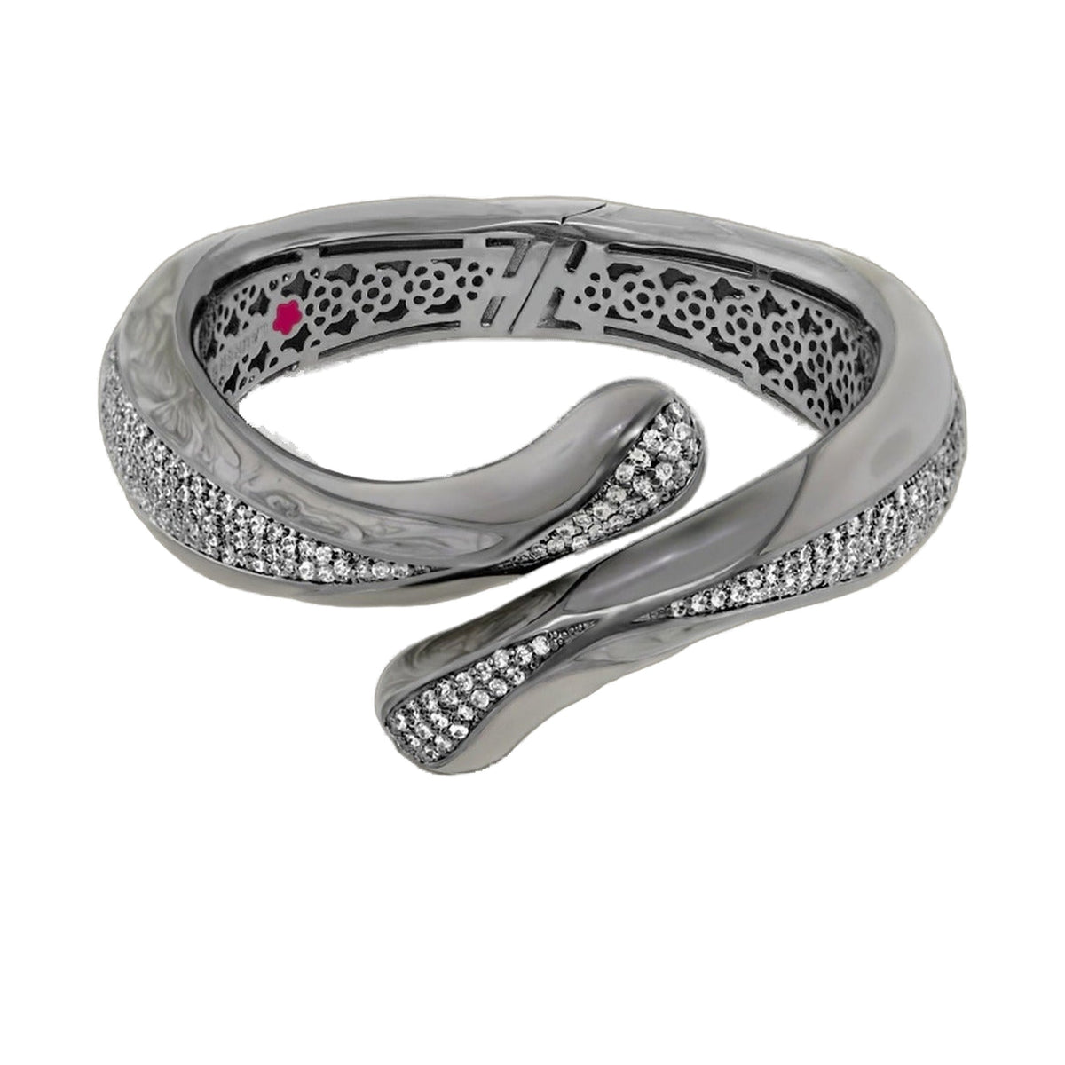 Sweet and Sassy Bangle hinged bracelet by Lauren G Adams, silver-tone with pavé crystals on Tampa Home & Garden Store