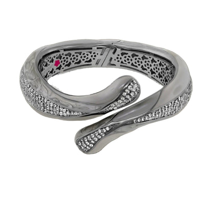 Sweet and Sassy Bangle hinged bracelet by Lauren G Adams, silver-tone with pavé crystals on Tampa Home & Garden Store