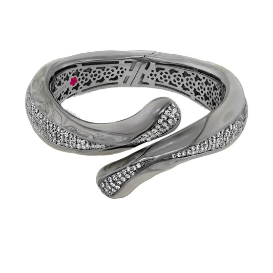 Sweet and Sassy Bangle hinged bracelet by Lauren G Adams, silver-tone with pavé crystals on Tampa Home & Garden Store