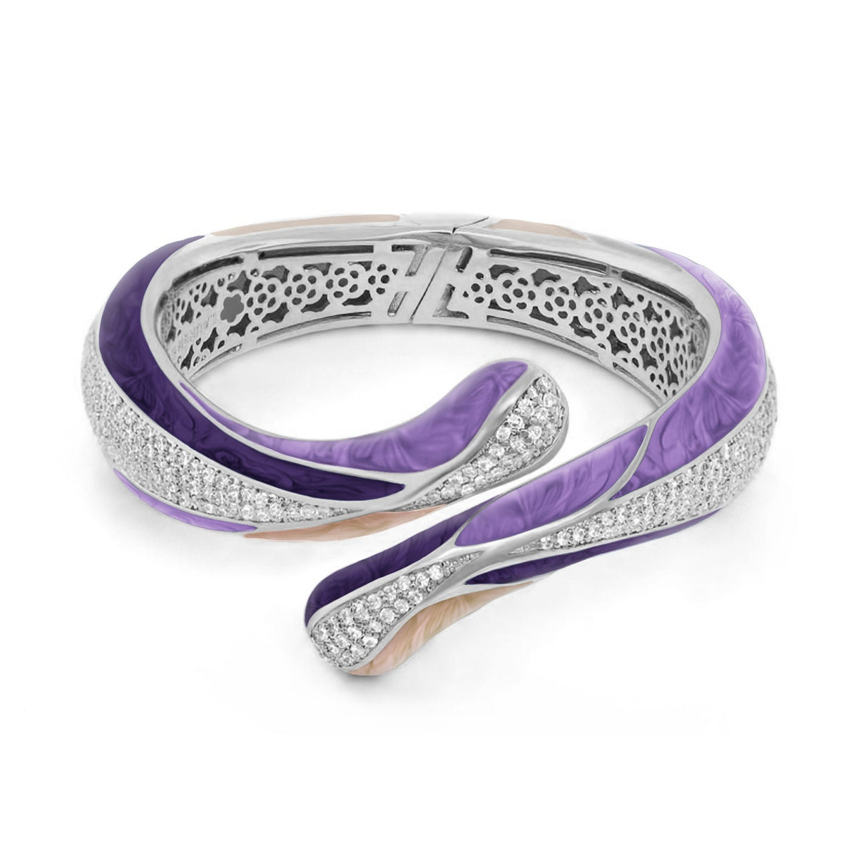 Sweet and Sassy Bangle hinged bracelet purple enamel pavé diamonds Lauren G Adams on Tampa Home & Garden Store