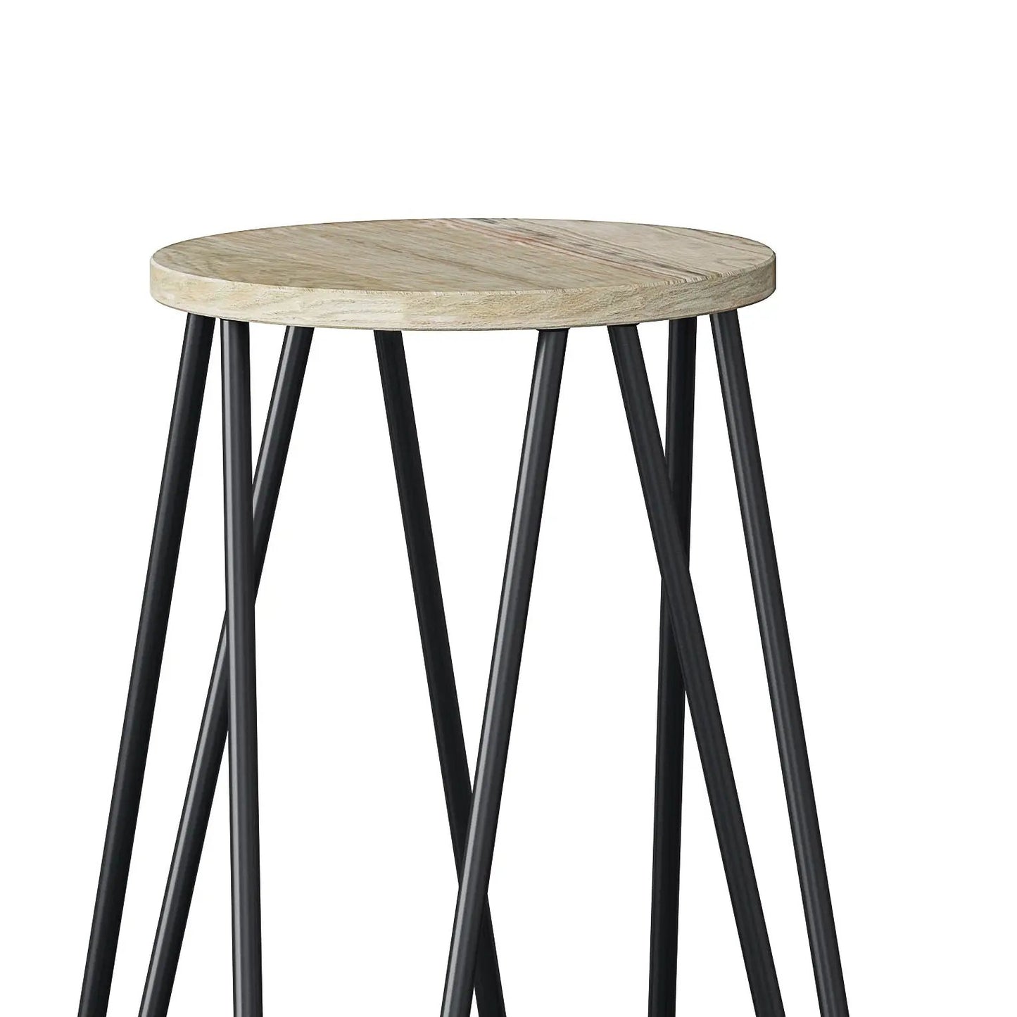 Simeon Multifunctional Metal Stool with Wood Seat