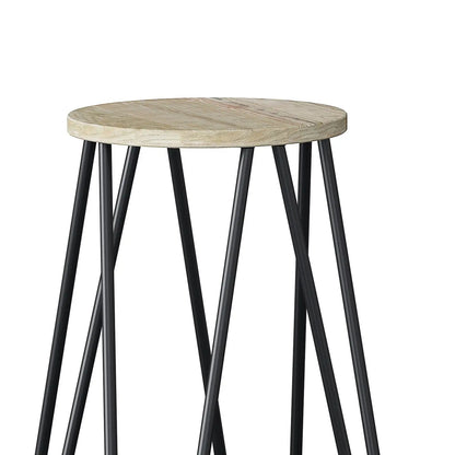 Simeon Multifunctional Metal Stool with Wood Seat