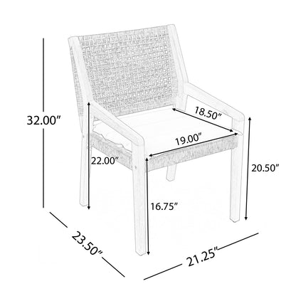 Outdoor Acacia Wood and Wicker Dining Chair