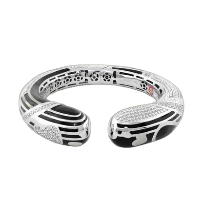 Sweetheart Bangle silver two-piece set with pave stones and black enamel by Lauren G Adams on Tampa Home & Garden Store
