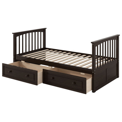 Dark brown wooden bunk bed with two under-bed drawers and slatted bed base on Tampa Home & Garden Store