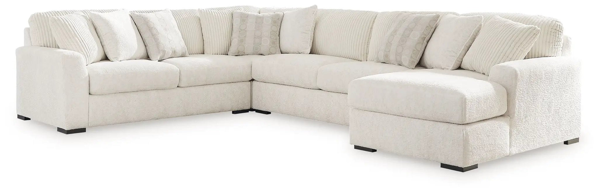 Chessington Stationary Sectional Sofa in beige textured fabric on Tampa Home & Garden Store