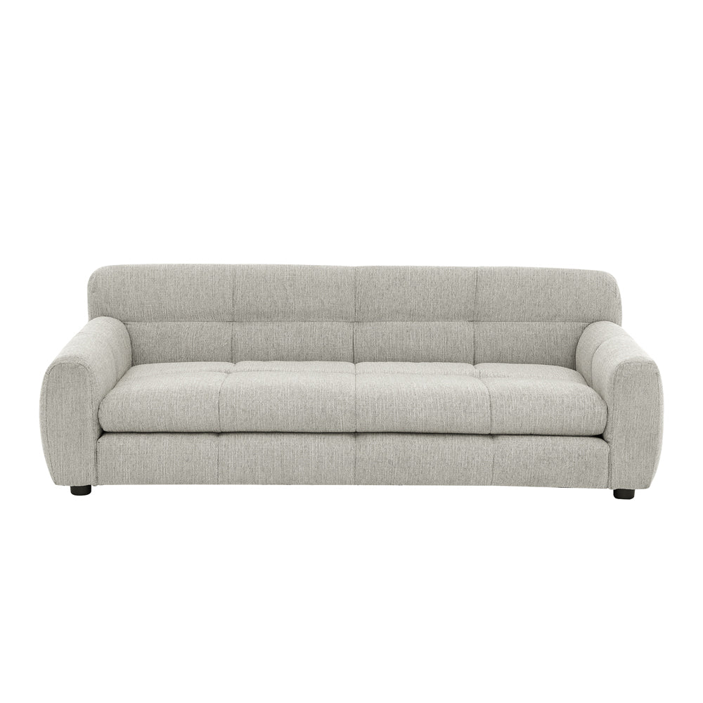 Beige fabric 3-seat sofa with padded arms and back, plush cushions on Tampa Home & Garden Store
