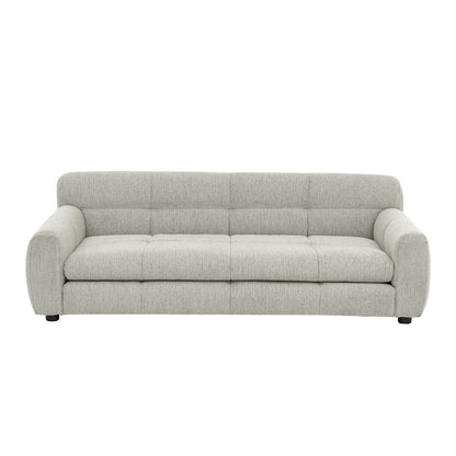 Beige fabric 3-seat sofa with padded arms and back, plush cushions on Tampa Home & Garden Store
