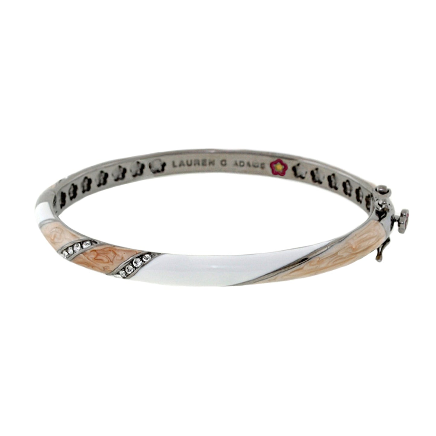 Field of Flowers Stackable Bangle Lauren G Adams bracelet with cream enamel flowers and crystals on Tampa Home & Garden Store