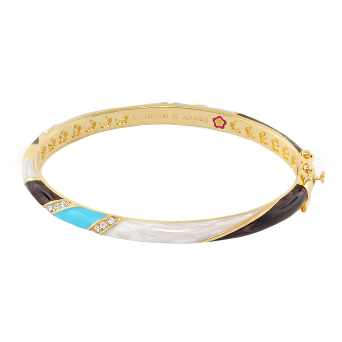 Field of Flowers Stackable Bangle by Lauren G Adams in gold-tone with turquoise inlay on Tampa Home & Garden Store