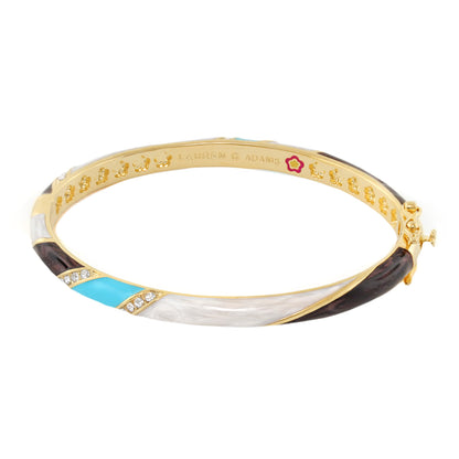 Field of Flowers Stackable Bangle by Lauren G Adams in gold-tone with turquoise inlay on Tampa Home & Garden Store