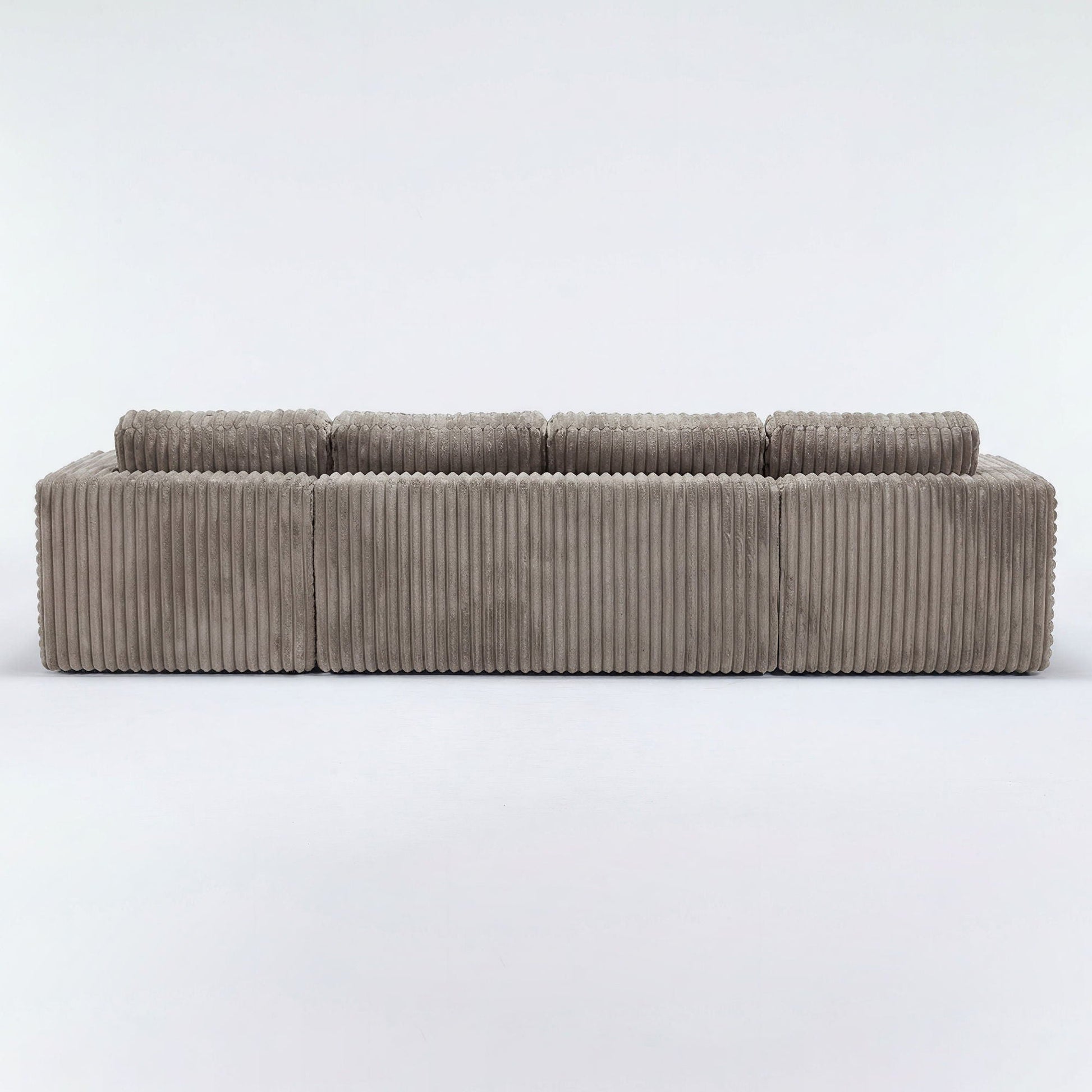 U-Shape modular stationary sectional sofa in brown corduroy fabric for living room on Tampa Home & Garden Store