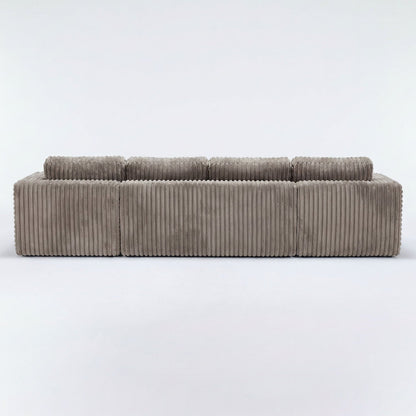 U-Shape modular stationary sectional sofa in brown corduroy fabric for living room on Tampa Home & Garden Store