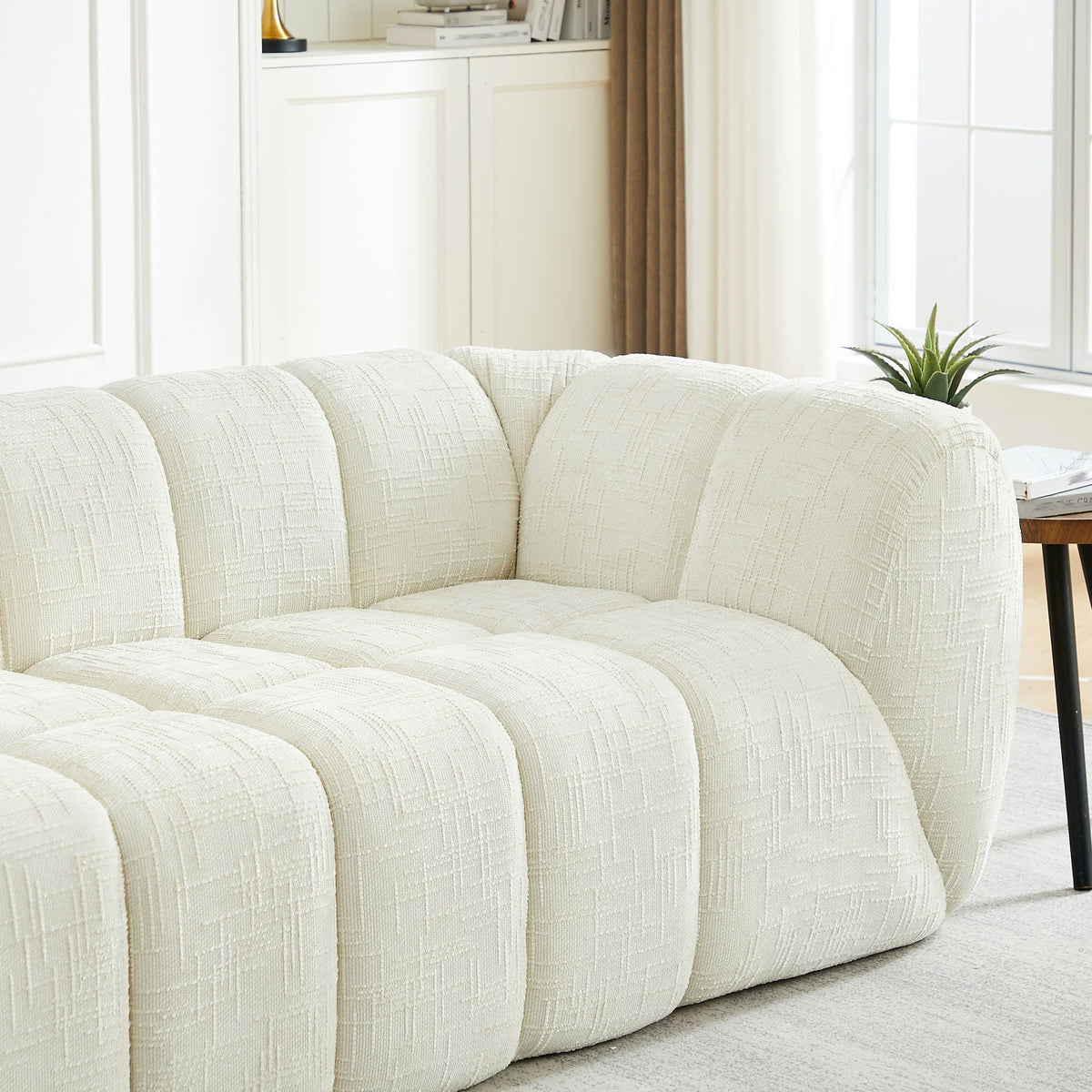Modern Piano Key Backrest Sofa With Upholstery