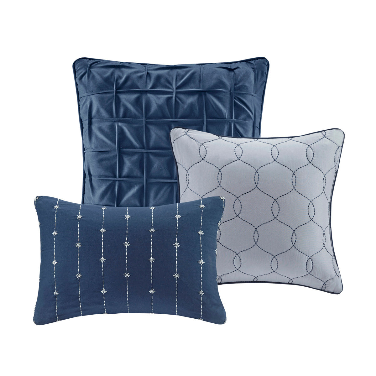 7 Piece Printed Seersucker Comforter Set Navy