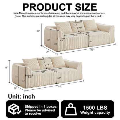 Minimalist and Durable Corduroy Six Seater Sofa