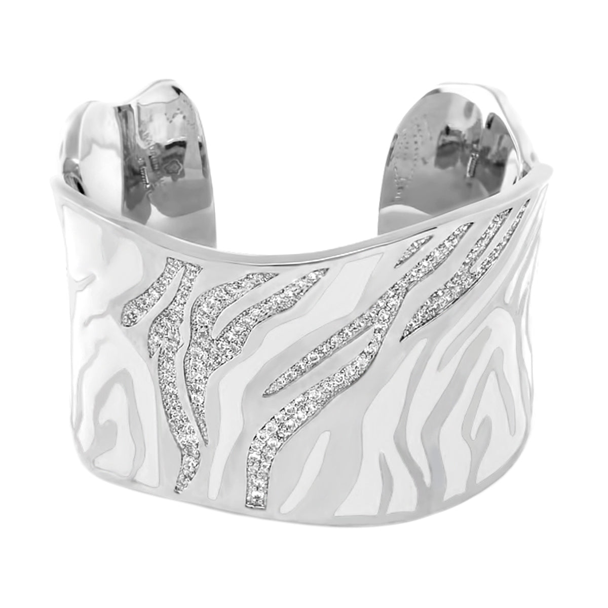 Wild Child Bangle by Lauren G Adams, silver-tone cuff with zebra-pattern pavé crystals on Tampa Home & Garden Store