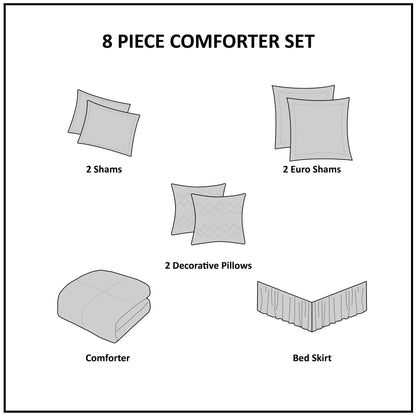 Embroidered and 8 Piece King Comforter Set