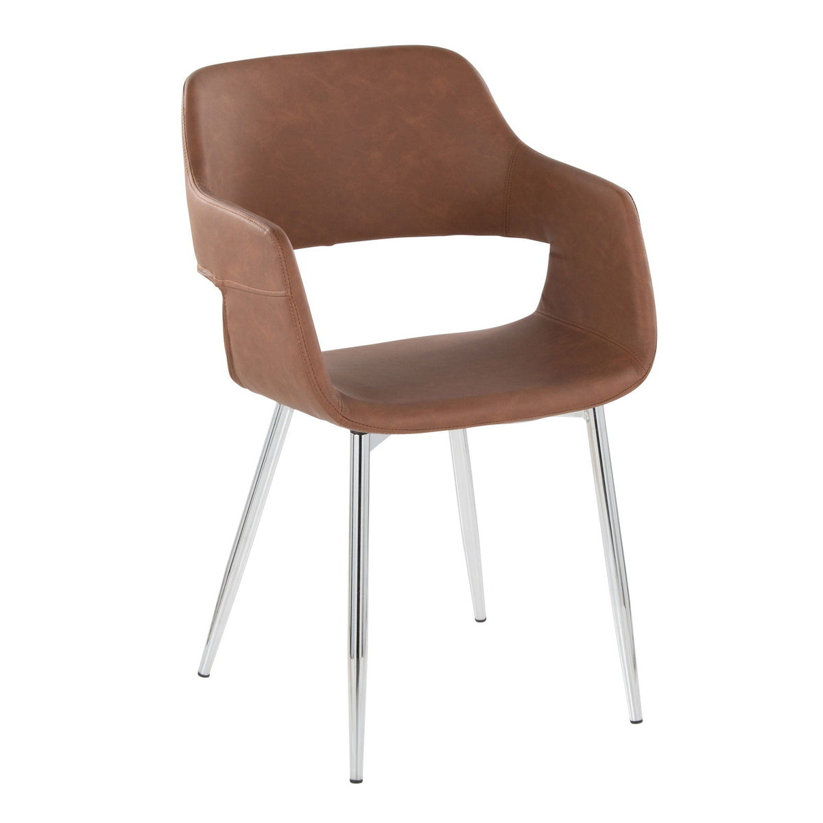Contemporary dining chair set brown leather seat with chrome legs by HouseOfZazla on Tampa Home & Garden Store