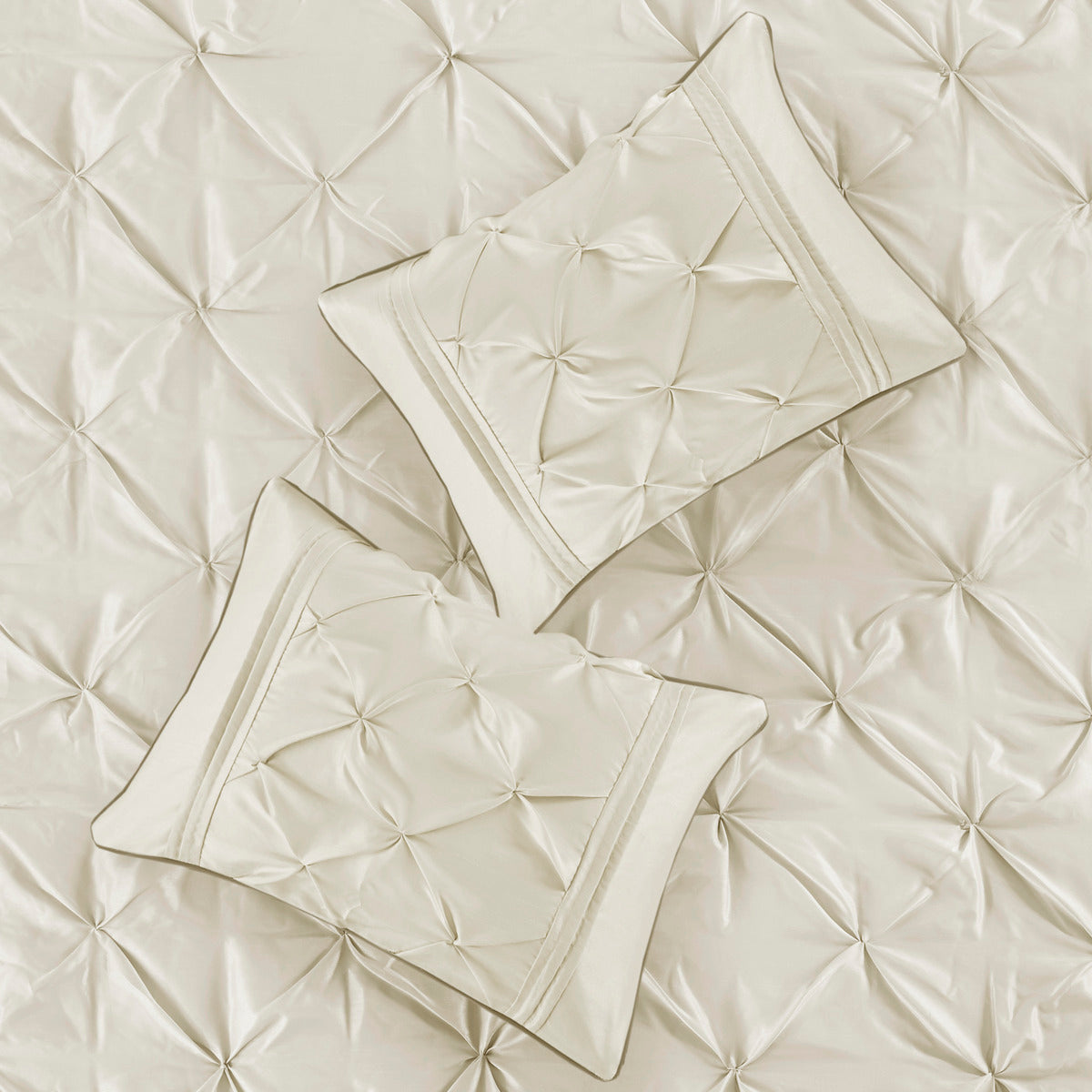 7 Piece Tufted Ivory Cal King Comforter Set by HouseOfZazla, quilted with tufting and shams on Tampa Home & Garden Store