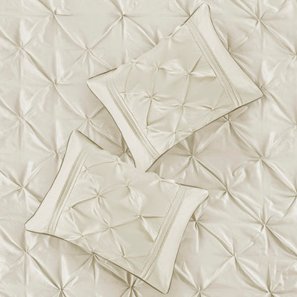 7 Piece Tufted Ivory Cal King Comforter Set by HouseOfZazla, quilted with tufting and shams on Tampa Home & Garden Store