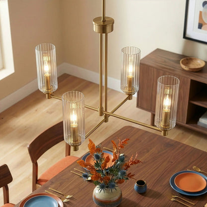 Enigma Four Lights Chandelier Satin Brass