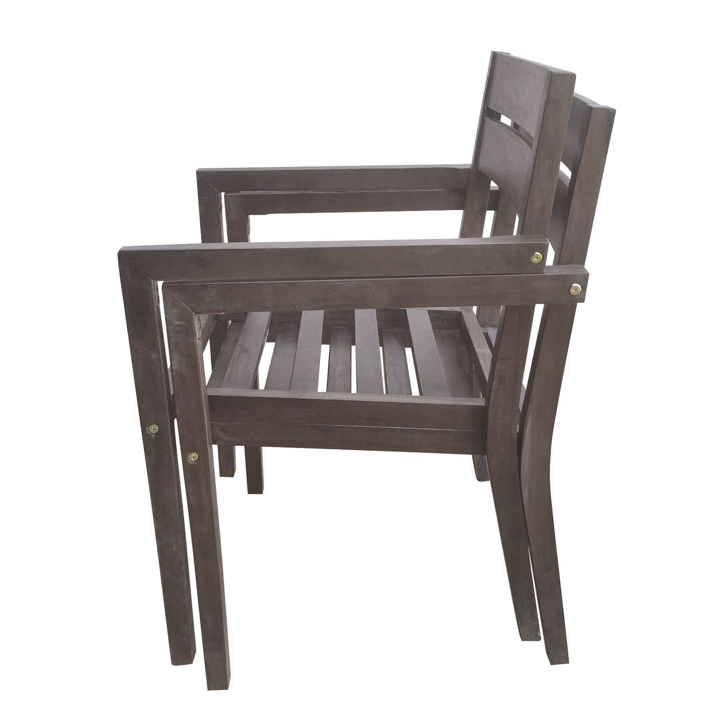 U_Style acacia wood outdoor dining chair, dark brown, slatted back on Tampa Home & Garden Store