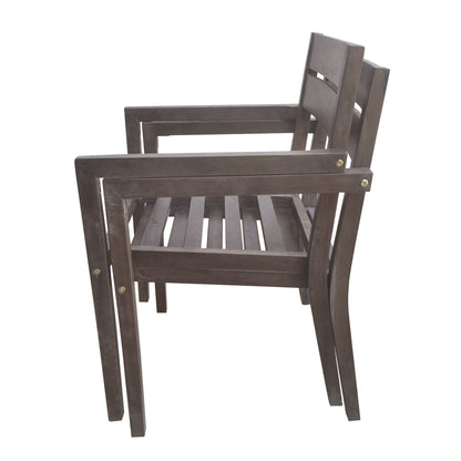 U_Style acacia wood outdoor dining chair, dark brown, slatted back on Tampa Home & Garden Store