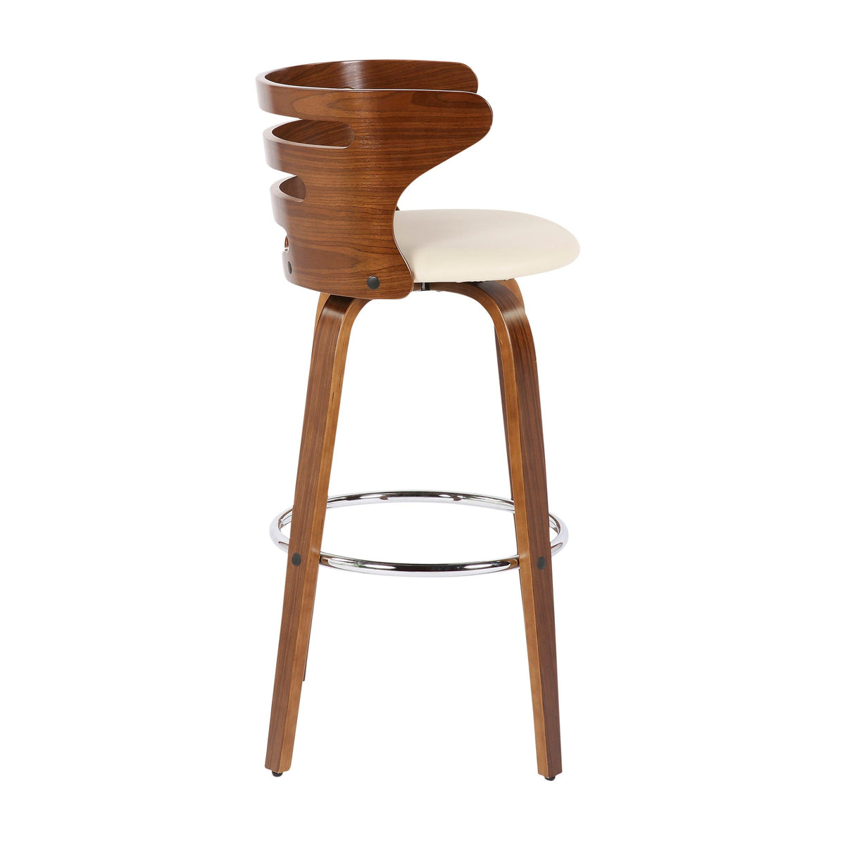 Mid Century Modern barstool swivel set of 2 with wood back and beige seat by HouseOfZazla on Tampa Home & Garden Store